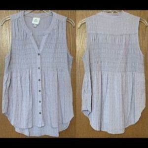 Knox Rose Button Down Sleeveless Tunic Tank Lavender Size M